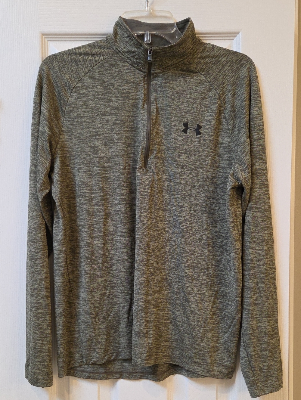 Two - Under Armour Olive Green Heather & LL Bean Grey 1/4 Zip Athletic Pullover